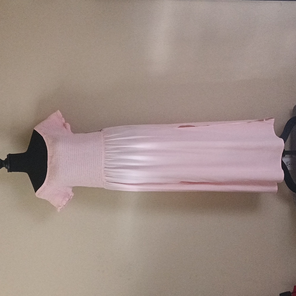 NWT Nine Eight Pink Women's Off the Shoulder Smocked Maxi Dress Size XL